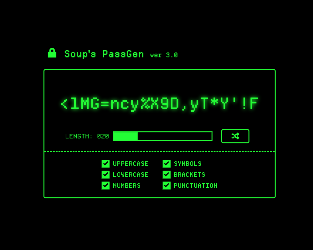 screenshot of password generator