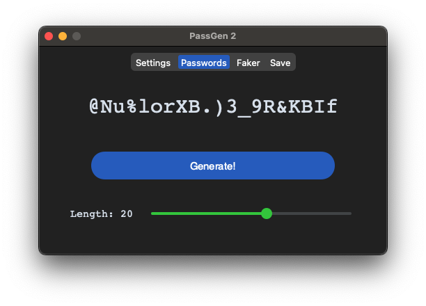 screenshot of password generator